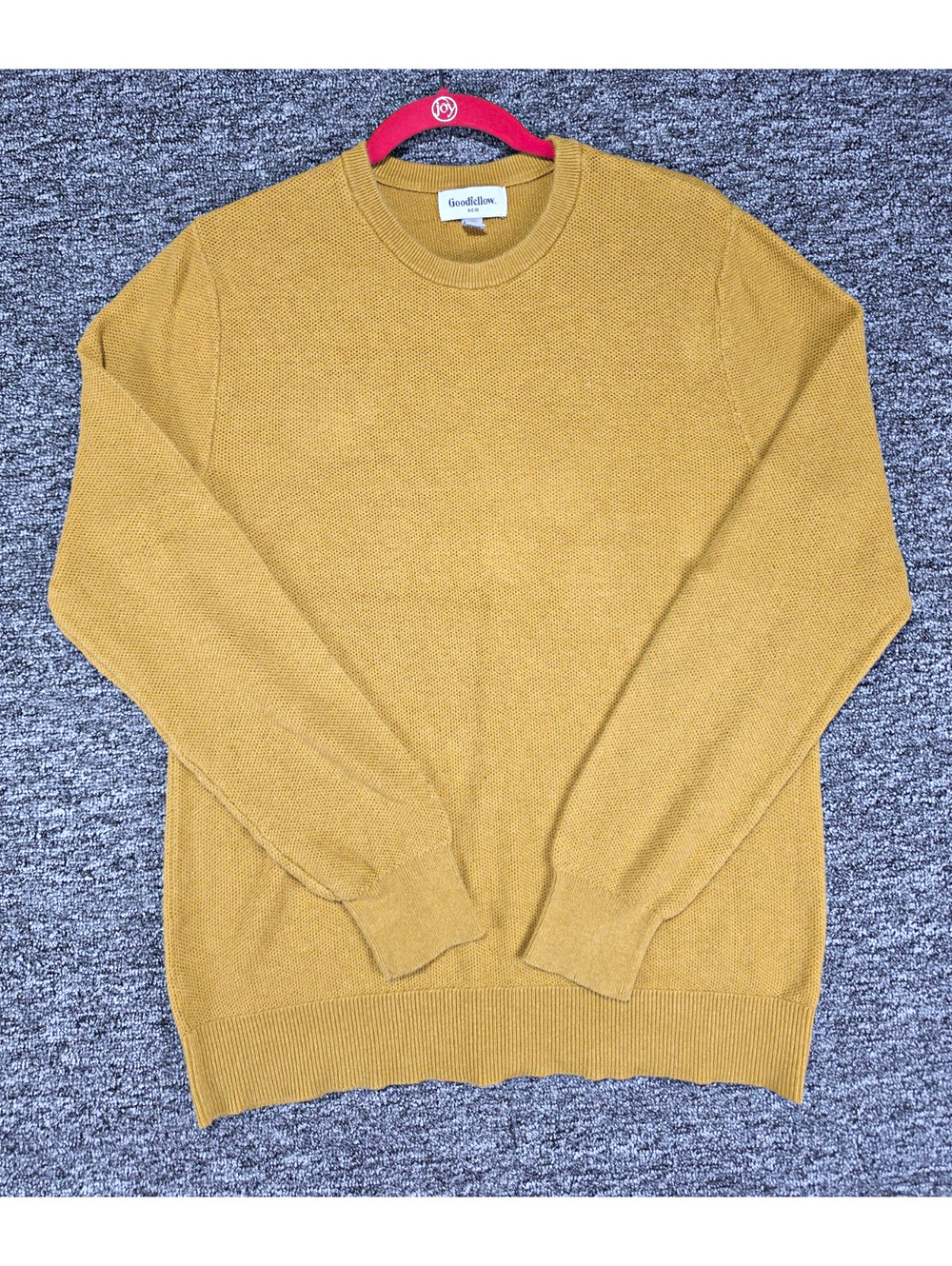 Goodfellow & Co Cotton Knit Pullover Sweater M Yellow Crew Neck Long Sleeve